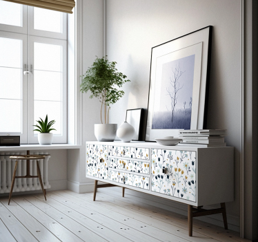 Adhésif meuble fleurs minimalistes - TenStickers