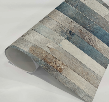 Adhésif meuble effet bois vieilli tons bleus - TenStickers