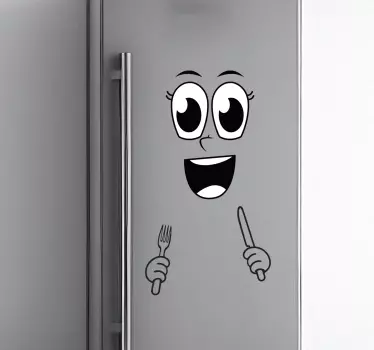 Sticker frigo visage avec couverts - TenStickers