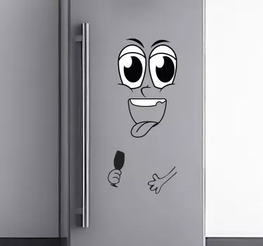 Sticker frigo visage avec un verre - TenStickers