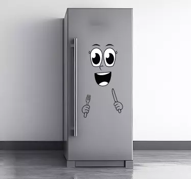 Sticker frigo visage avec couverts - TenStickers