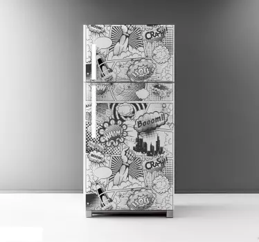 Sticker frigo BD en noir et blanc - TenStickers