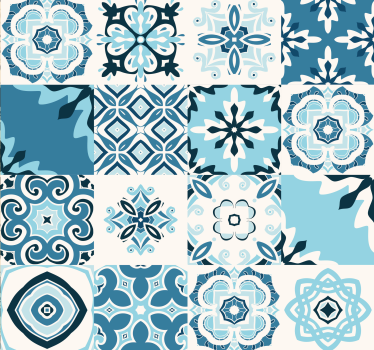 Papier autocollant meuble imitation carreaux de faïence bleus - TenStickers