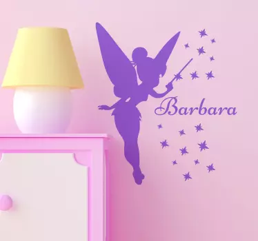 Sticker chambre enfant personnalisable silhouette fée - TenStickers