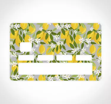 Sticker carte bancaire motif floral citronnier - TenStickers