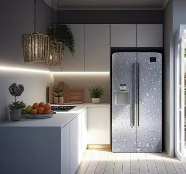 Sticker frigo gris effet gouttes - TenStickers