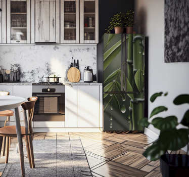 Sticker frigo motif bambous avec des gouttes - TenStickers