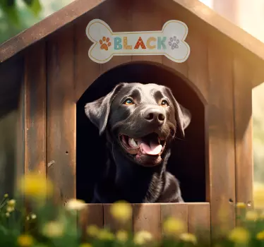 Autocollant nom pour niche de chien personnalisable - TenStickers