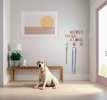 Autocollant mural laisse de chien promenade - TenStickers