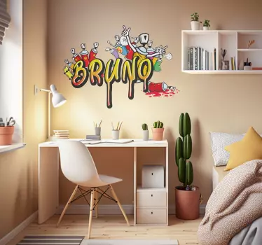Sticker urbain prénom tag avec aérosols - TenStickers