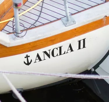 Autocollant nom de bateau avec dessin d'ancre - TenStickers