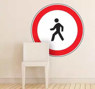 Sticker parking panneau attention piéton - TenStickers