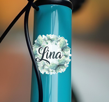 Autocollant vélo papillons verts avec prénom - TenStickers