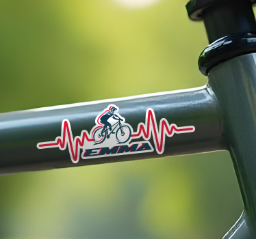 Autocollant vélo battement de coeur avec prénom - TenStickers