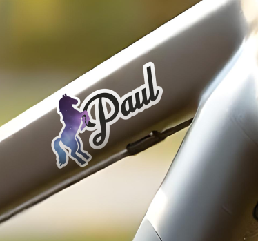 Autocollant vélo cheval avec prénom - TenStickers