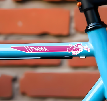 Autocollant vélo rose élégant avec prénom - TenStickers