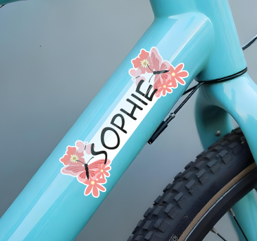 Sticker vélo papillon et fleur joyeux - TenStickers