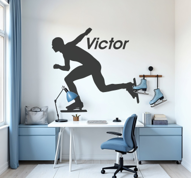 Sticker autres sports patineur sur glace avec nom - TenStickers
