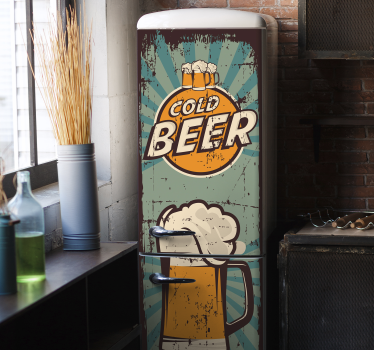 Sticker frigo cuisine bière vintage - TenStickers
