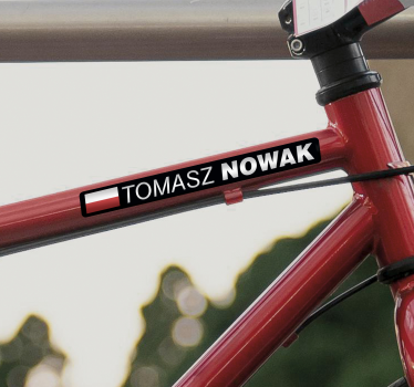 Autocollant vélo bicyclette de route avec drapeau et nom - TenStickers