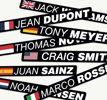 Autocollant vélo bicyclette de route avec drapeau et nom - TenStickers
