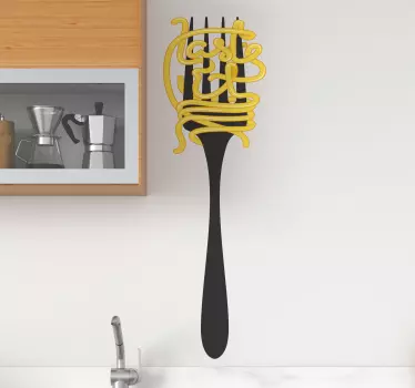 Sticker Cuisine Alimentation Fourchette avec spaghetti - TenStickers