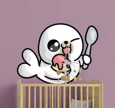 Autocollant animal de compagnie phoque joueur avec glace - TenStickers