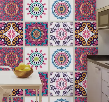 Autocollant Carrelage Carreaux de mandala multicolores - TenStickers