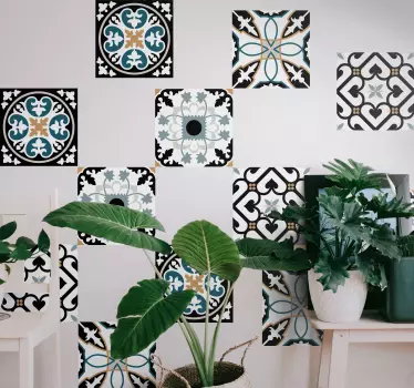 Autocollant Carrelage sticker bleu et noir portugais - TenStickers