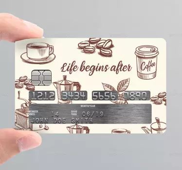 Sticker carte bancaire La vie après le café - TenStickers