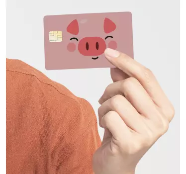 Autocollant pour carte de crédit adorable cochon rose - TenStickers