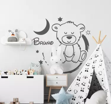 Sticker chambre enfant ours mignon avec des étoiles - TenStickers