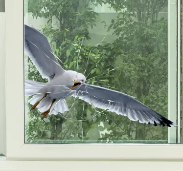 Sticker fenêtre mouette brisant la fenêtre - TenStickers