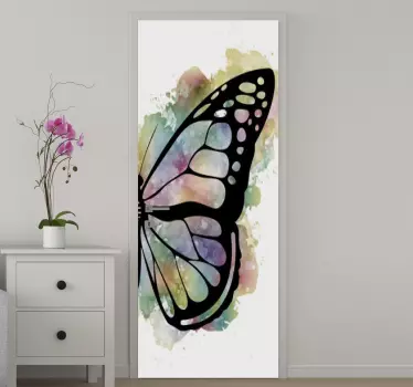 Autocollant de porte en verre beau papillon - TenStickers