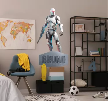 Sticker mural jeu vidéo guerrier cybernétique - TenStickers