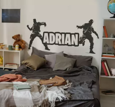 Sticker jeu vidéo soldats dansant avec prénom - TenStickers