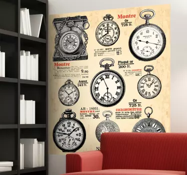 Autocollant mural affiches retro horloges - TenStickers