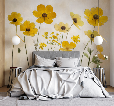 Sticker chambre délicates fleurs d'hélénium - TenStickers