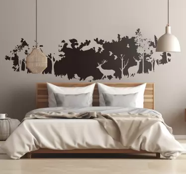 Sticker chambre silhouette de scène forestière - TenStickers