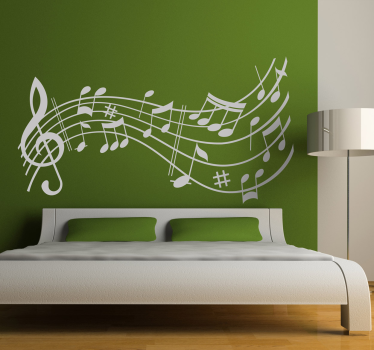 Sticker mural chambre vague de notes musicales - TenStickers