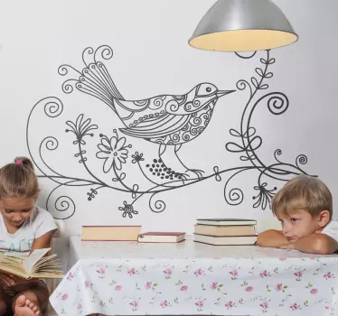 Autocollant mural floral rossignol - TenStickers
