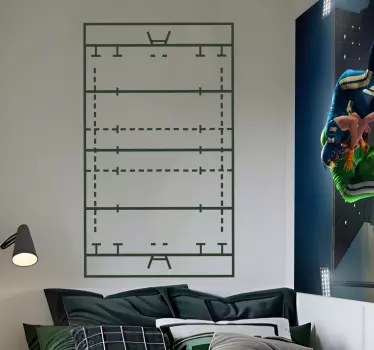 Sticker mural lignes de terrain de rugby - TenStickers