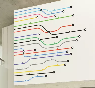 Autocollant mural lignes metro - TenStickers