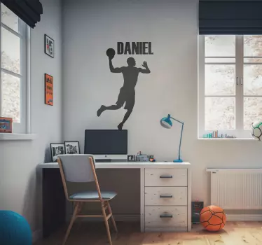 Sticker mural silhouette basketteur avec prénom - TenStickers