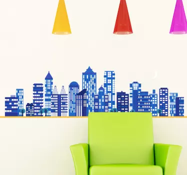 Autocollant mural ville buildings nuit - TenStickers