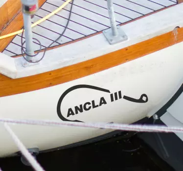 Autocollant nom de bateau avec dessin hameçon - TenStickers