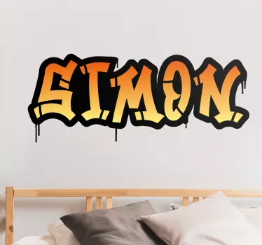 Autocollant Personnalisé Fond noir avec nom de graffiti orange - TenStickers