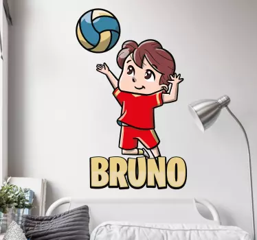 Autocollant Personnalisé Joueur de volley-ball enfant avec nom - TenStickers