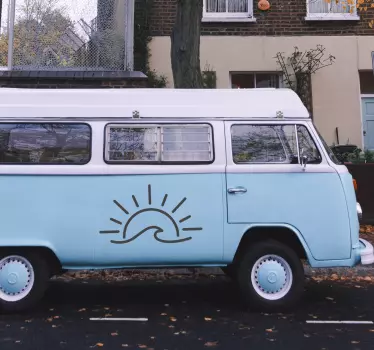Sticker camping-car vague et soleil - TenStickers