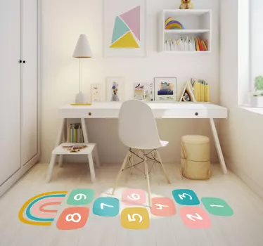 Autocollant sol jeu marelle avec arc-en-ciel - TenStickers